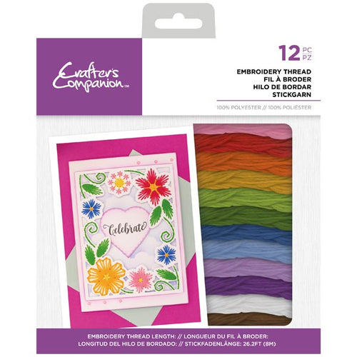 Crafters Companion Rainbow Embroidery Thread Pack | Pack of 12