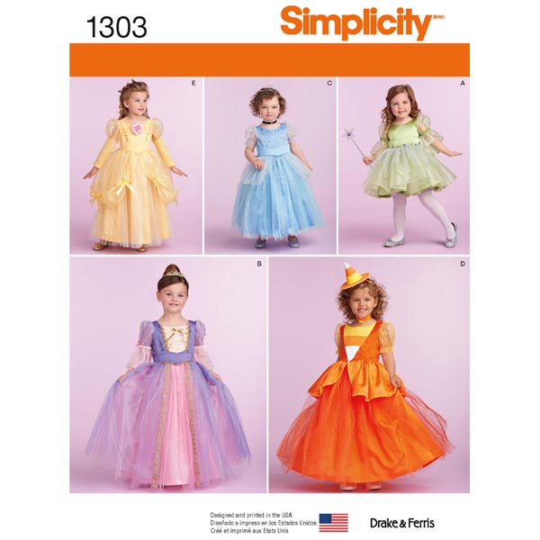 Simplicity 1303 Sewing Pattern Toddlers' and Child's Costumes