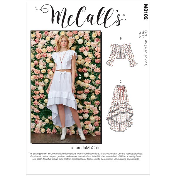 McCall's M8102 Sewing Pattern Misses' Top and Skirt #LorettaMcCalls