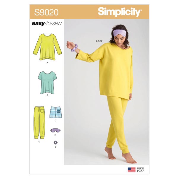 Simplicity Sewing Pattern S9020 Misses' Sleepwear Knit Tops, Trousers, Shorts & Accessories