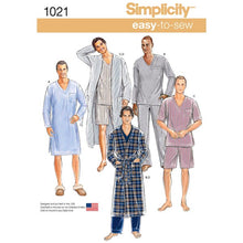 Simplicity 1021 Sewing Pattern Men's Classic Pyjamas & Robe