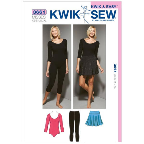 Kwik Sew K3661 Sewing Pattern Misses' Leotard, Leggings & Skirt