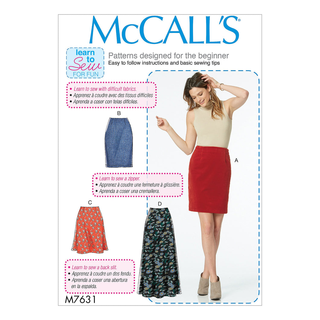 McCall's M7631 Skirt pattern in sizes XS-XXL