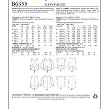 Butterick B6355 Sewing Pattern - Misses' Overlay, Cold Shoulder or Notch-Neck Tops