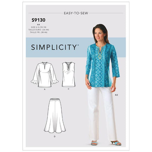 Simplicity S9130 Sewing Pattern - Misses' & Women's Tops, Skirt & Trousers