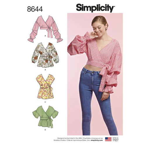 Simplicity 8644 Sewing Pattern Misses' Wrap Tops
