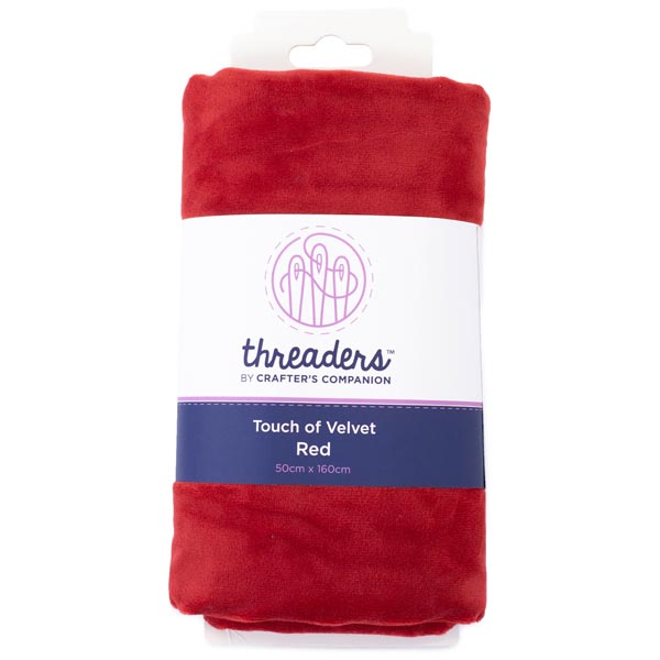 Threaders 50cm x 160cm Velvet Fabric Red | Touch Of Velvet Collection