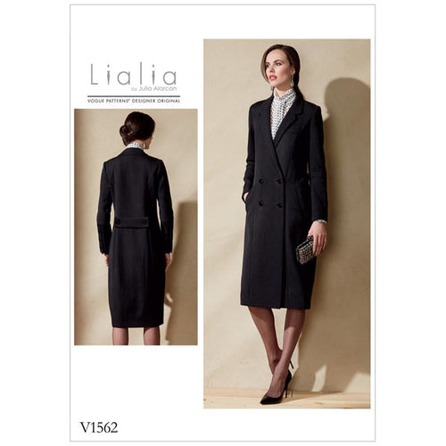 Vogue V1562 Sewing Pattern Misses' Double-Breasted Lined Coat with Back Belt