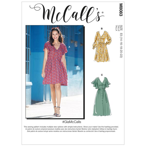 McCall's M8083 Sewing Pattern Misses' Dresses & Belt #GiaMcCalls