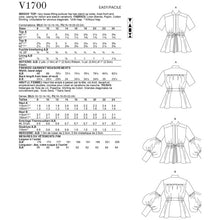Vogue V1700 Sewing Pattern Misses' Top