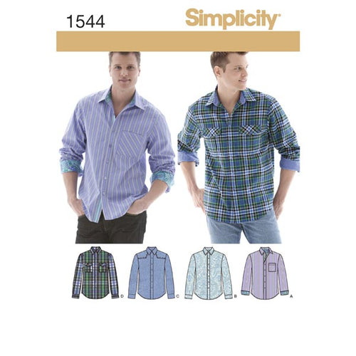 Simplicity 1544 Sewing Pattern Men's Shirt with Fabric Variations