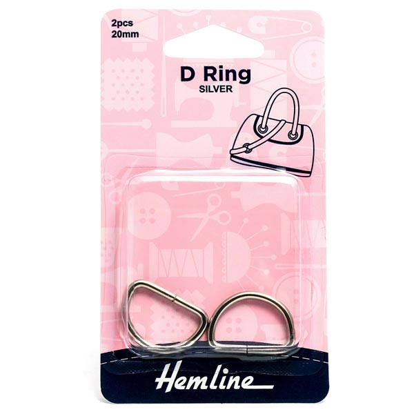 Hemline D Rings Silver 20mm | Set of 2