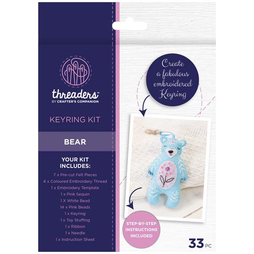 Threaders Felt Keyring Kit Bear | Set of 33