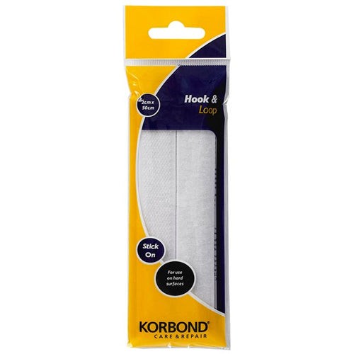 Korbond Stick On Hook & Loop White 2cm x 50cm