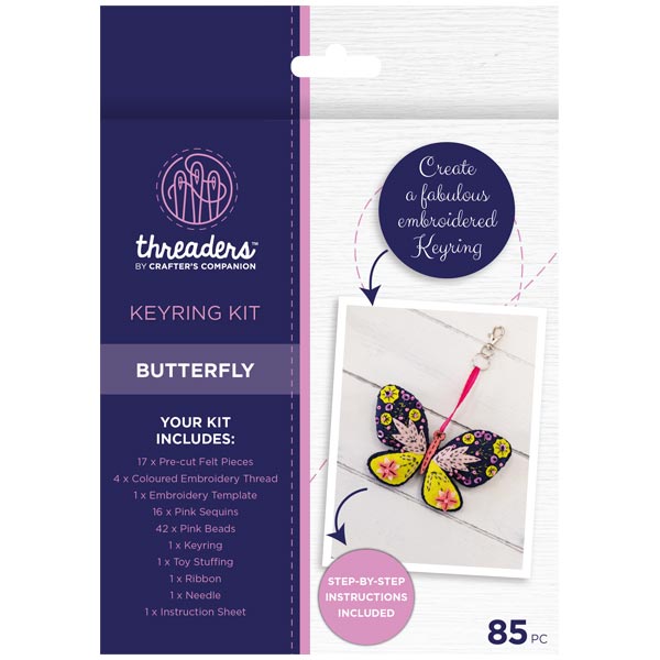 Threaders Felt Keyring Kit Butterfly | Set of 85